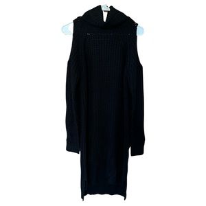 John + Jenn Black Cold-Shoulder Sweater Dress XS